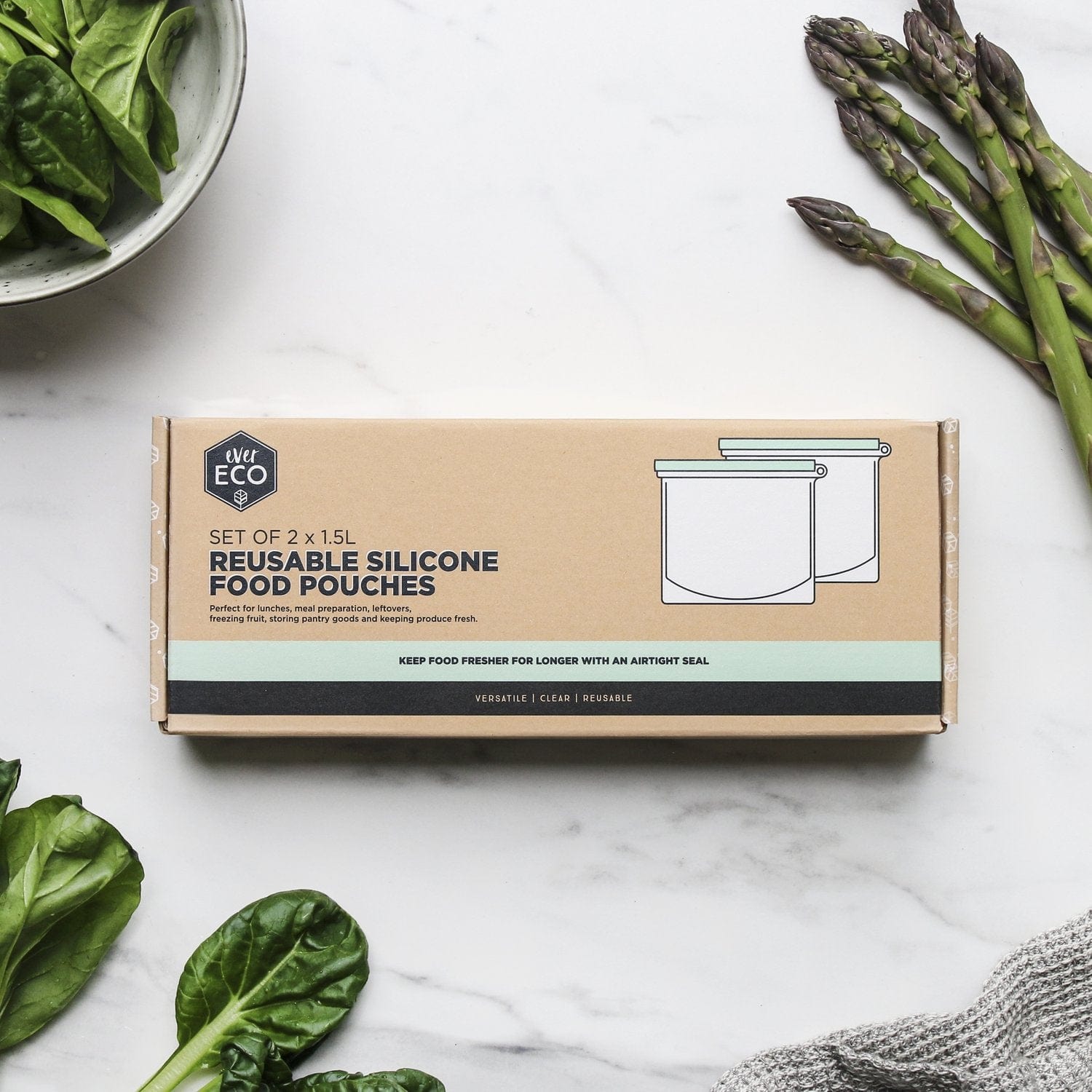 Reusable Silicone Food Pouches 1.5L - 2 pack