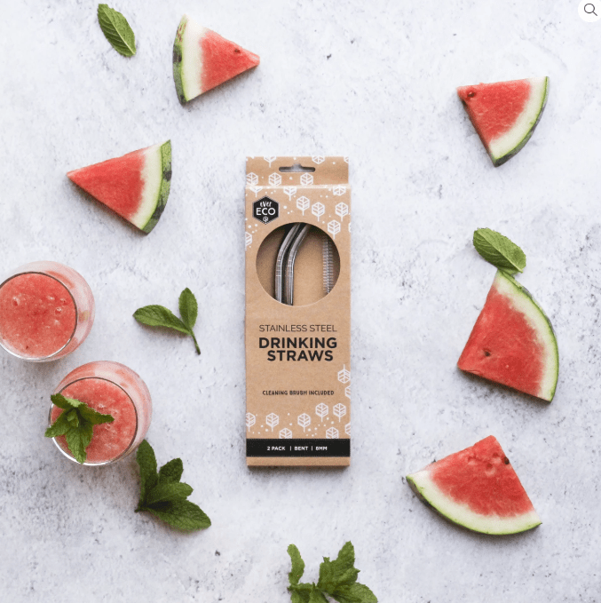 Reusable Stainless Steel Straws - Bent 2 Pack