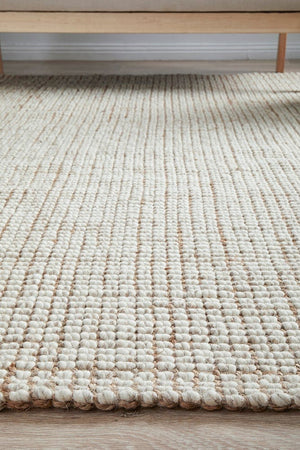 Natural Wool and Jute Rug - close up side