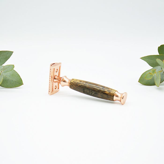 Safety Razor with Replacement Blades - Bamboo with Rose Gold