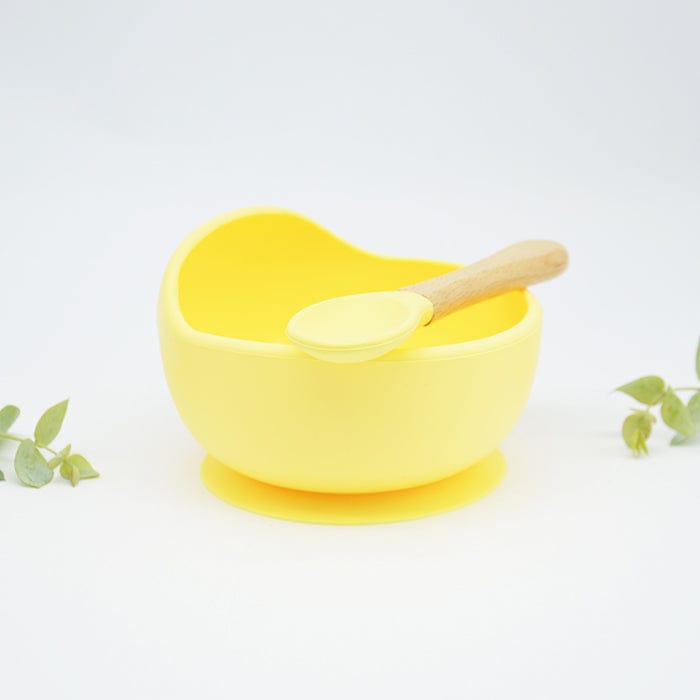Baby Suction Bowls with Spoon Set - Lemon
