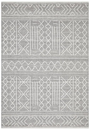 Isha Stitch Woven Rug Silver Grey