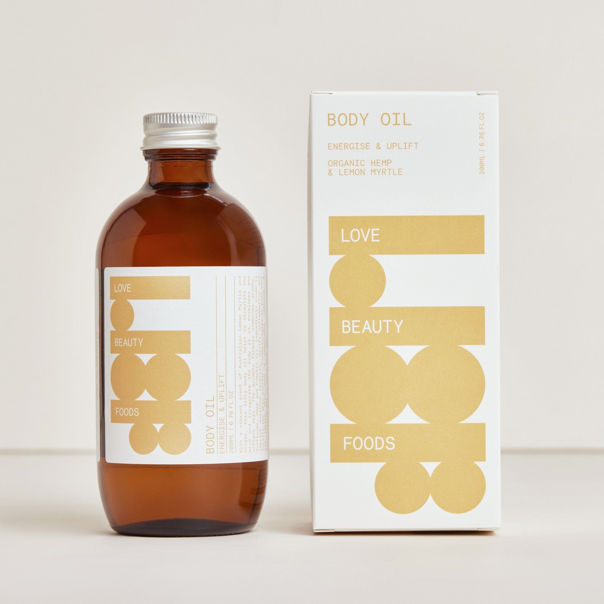 Energise & Uplift Body Oil with Organic Hemp & Lemon Myrtle 200ml