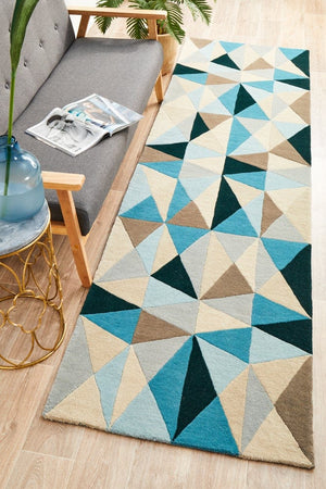 Atic Pure Wool 901 Turquoise Runner Rug