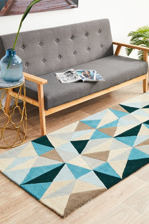 Atic Pure Wool 901 Turquoise Runner Rug