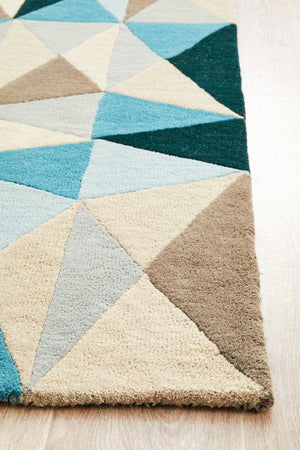 Atic Pure Wool 901 Turquoise Runner Rug