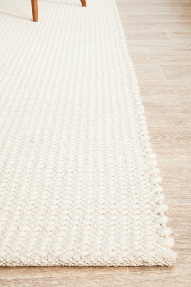 Navia Flat Weave White Wool Rug