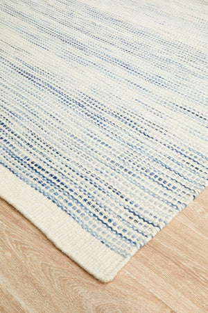 Navia Flat Weave Blue Wool Rug