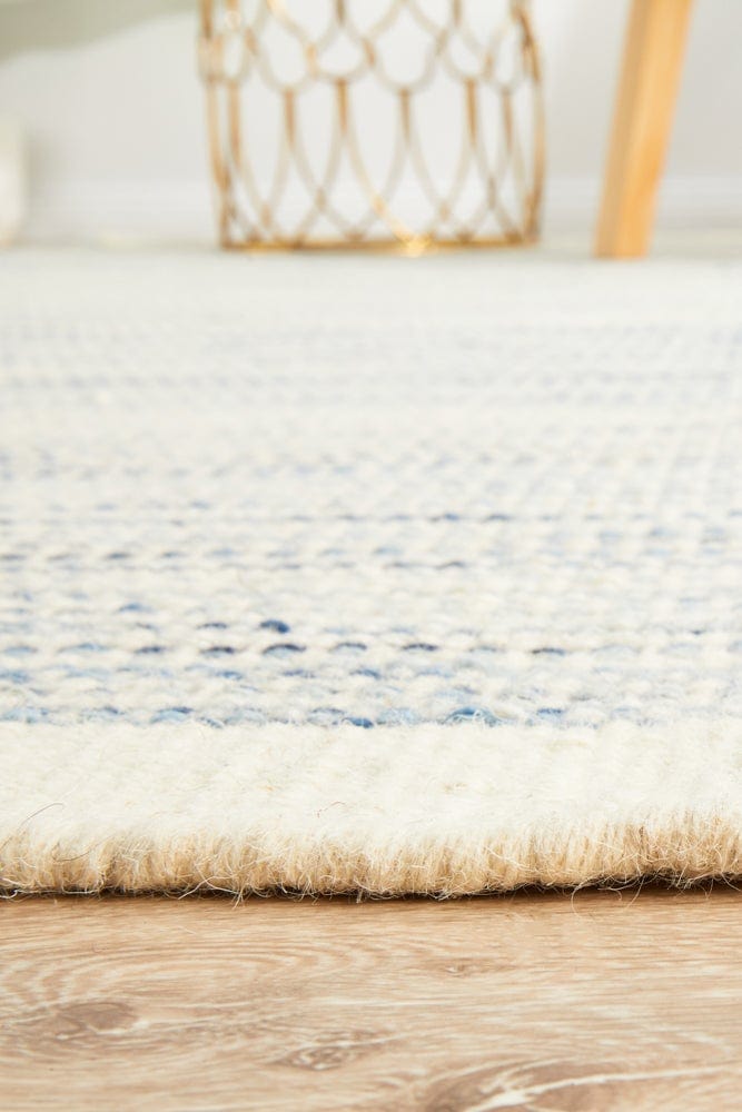 Navia Flat Weave Blue Wool Rug