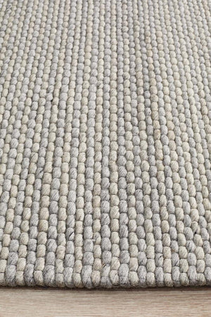 Leka Felted Wool Striped Rug Grey