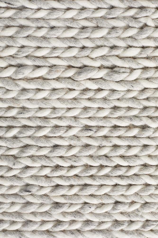 Leka Woven Wool Rug Grey White