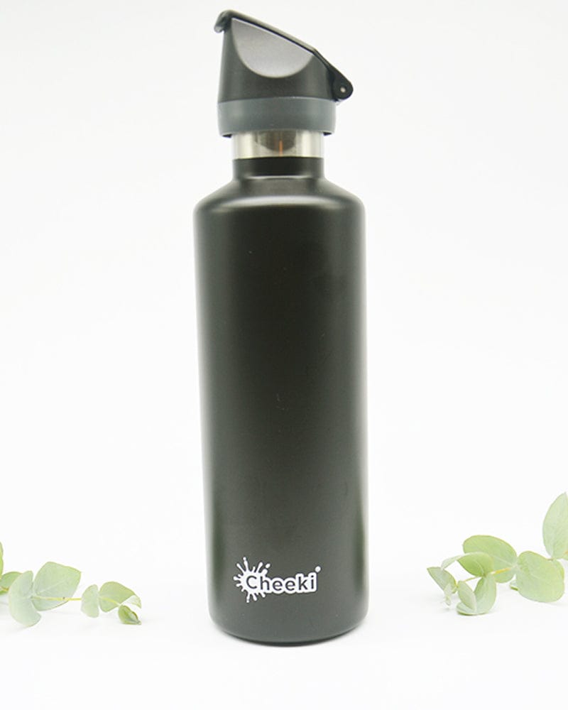 600mI Insulated Water Bottle - Matte Black Sports Lid