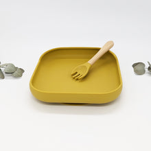 Baby Suction Plate Set with Fork - Mustard