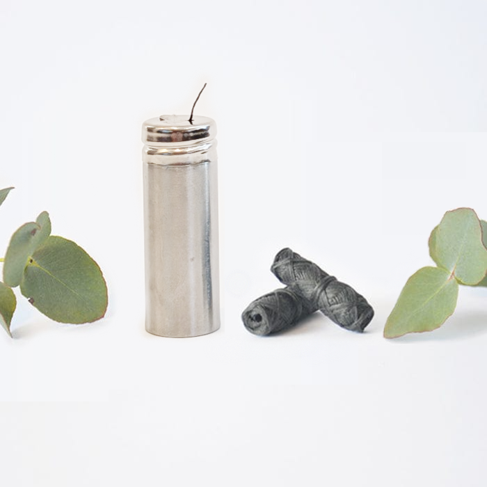 Bamboo Charcoal Mint Dental Floss Pack - Stainless Steel Jar & Refill