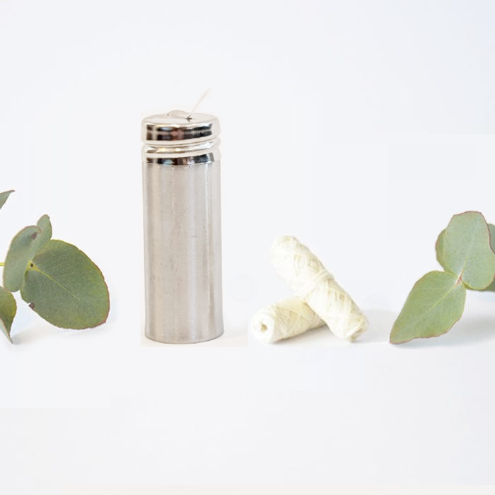 Natural Silk Mint Dental Floss Pack - Stainless Steel Jar & Refill