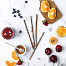 Reusable Straight Stainless Steel Straws - Rose Gold 4 Pack