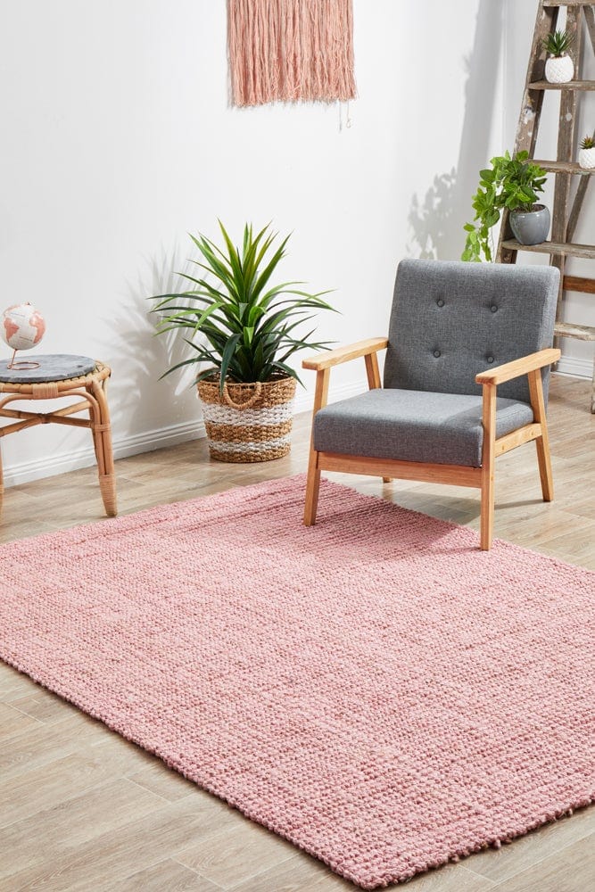 Eco Barker Pink Natural Jute Rug