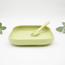 Baby Suction Plate Set with Fork - Green