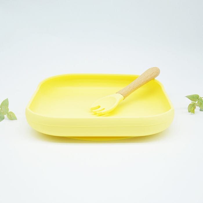 Baby Suction Plate Set with Fork - Lemon