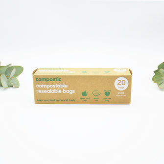 Home Compostable Resealable Sandwich Bags - 20 Snack Bags