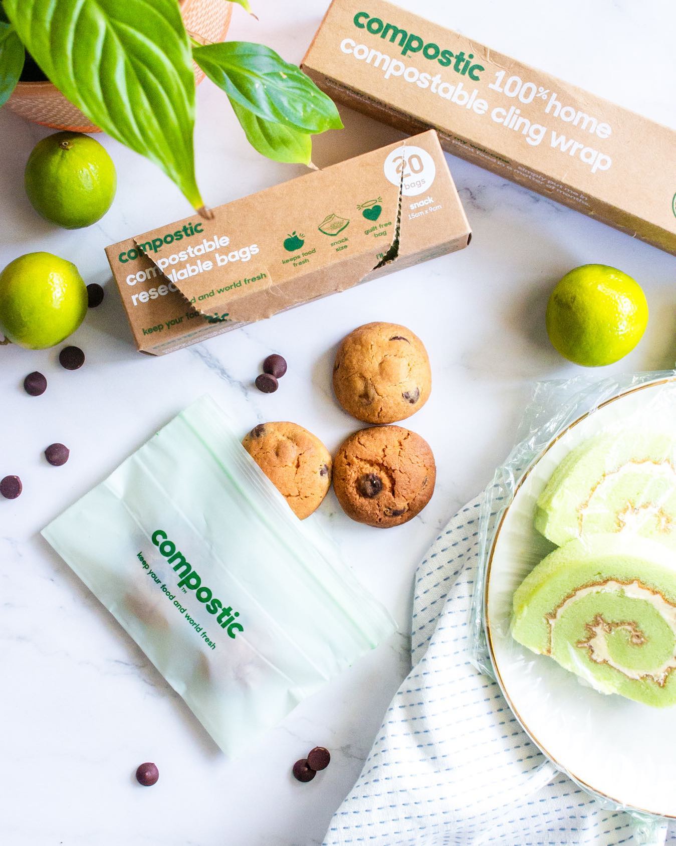 Home Compostable Resealable Sandwich Bags - 20 Snack Bags