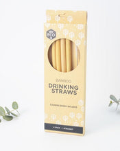 Reusable Bamboo Drinking Straws with Cleaning Brush 4 pack