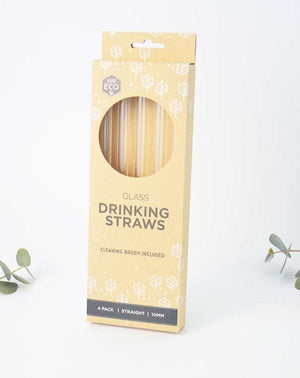 Reusable Glass Drinking Straws Plastic Free Dishwasher Safe 4 pack with Cleaning Brush