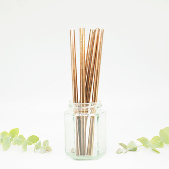 Reusable Stainless Steel Rose Gold Smoothie Straw - Single