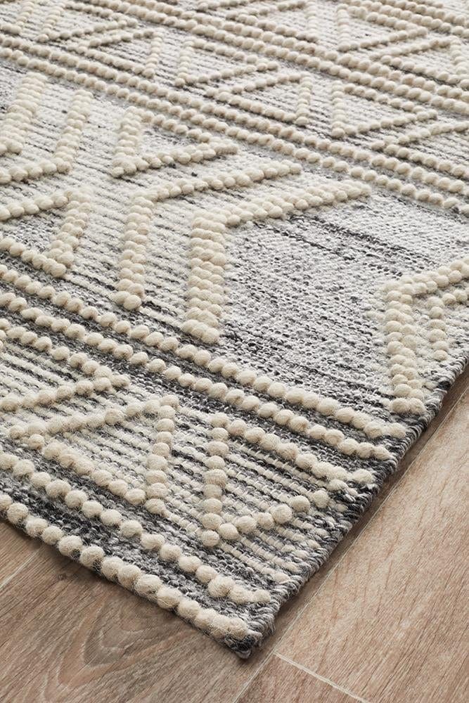 Akasha Woven Tribal Rug Silver Grey