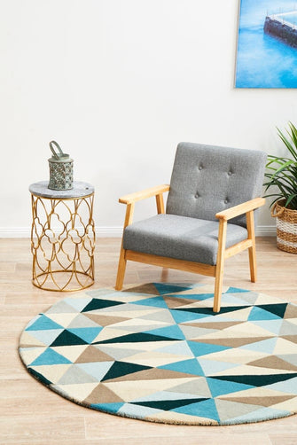 Atic Pure Wool 901 Turquoise Round Rug