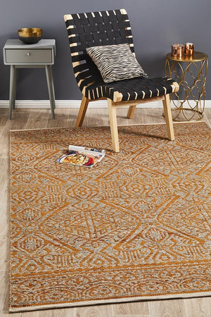 Reuben Handwoven Rust Natural Rug