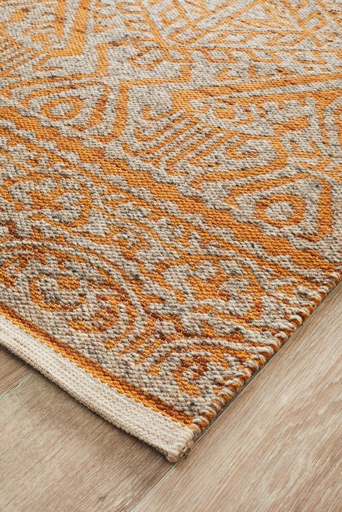 Reuben Handwoven Rust Natural Rug