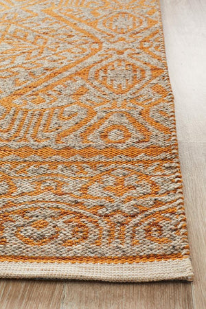 Reuben Handwoven Rust Natural Rug