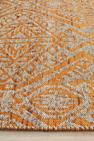 Reuben Handwoven Rust Natural Rug