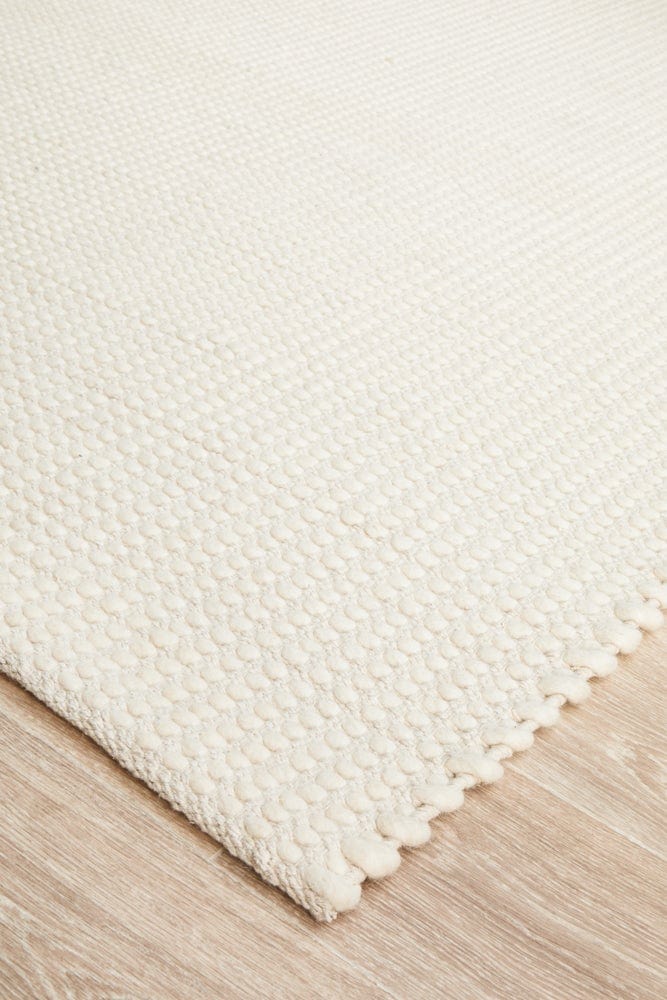 Navia Flat Weave White Wool Rug