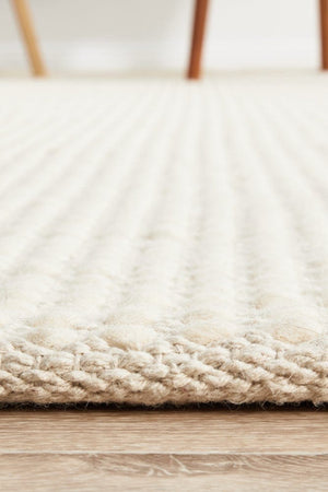 Navia Flat Weave White Wool Rug