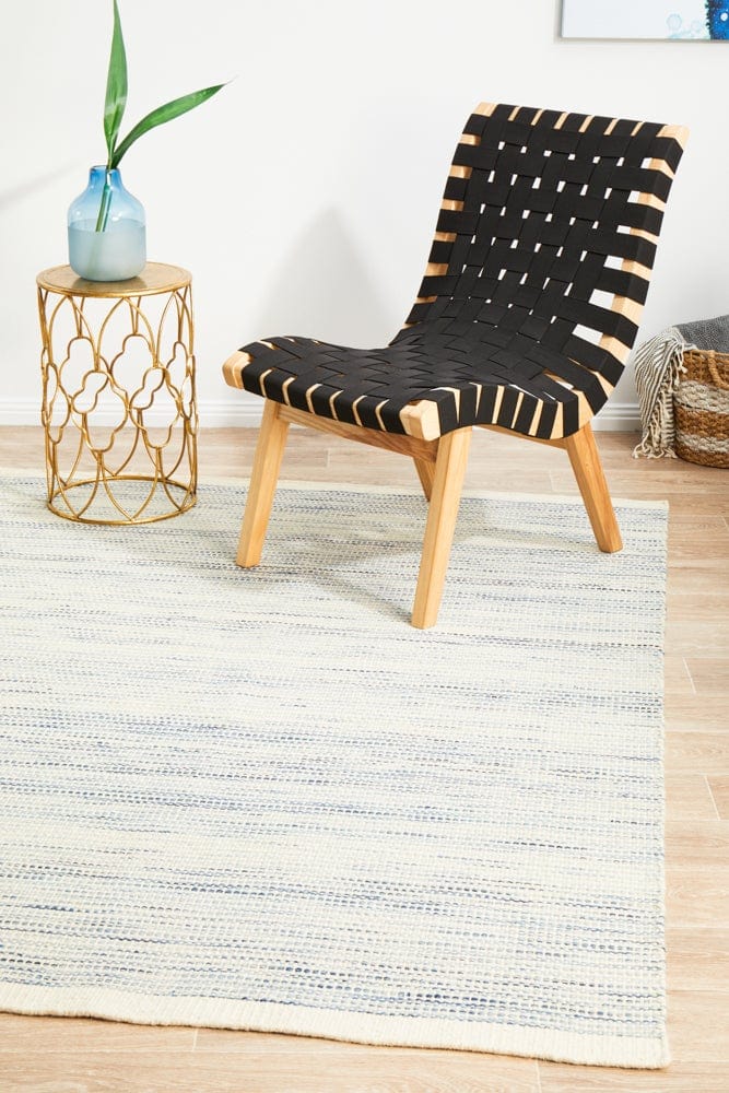 Navia Flat Weave Blue Wool Rug