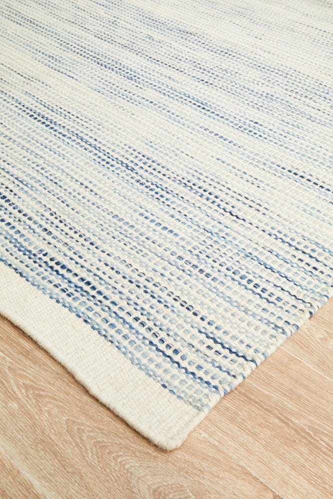 Navia Flat Weave Blue Wool Rug