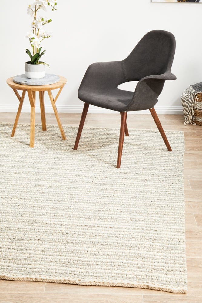 Navia Flat Weave Grey Wool Rug