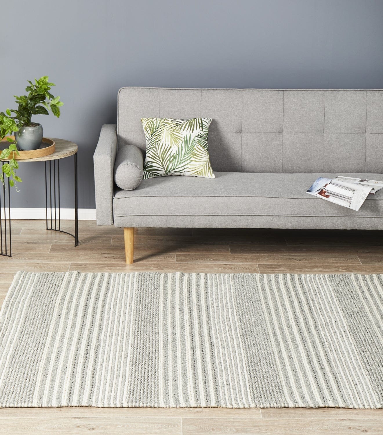 Navia Flat Weave Silver Wool Rug