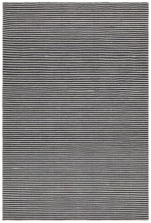 Leka Felted Wool Striped Rug Black White