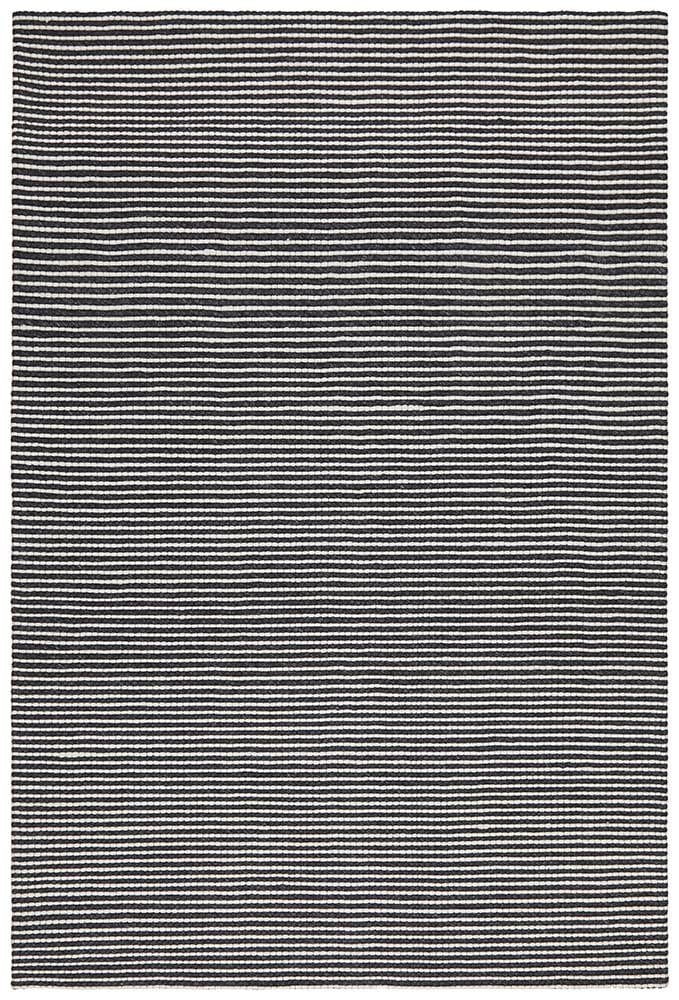 Leka Felted Wool Striped Rug Black White