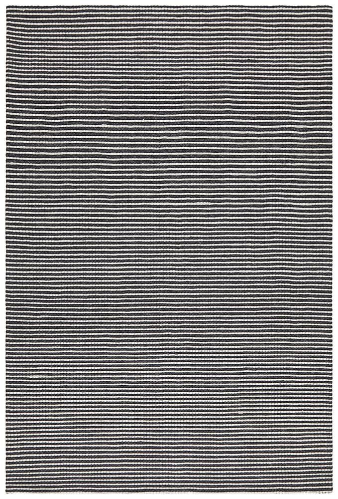 Leka Felted Wool Striped Rug Black White