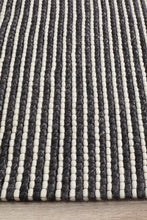 Leka Felted Wool Striped Rug Black White