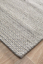 Leka Felted Wool Striped Rug Grey