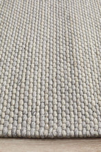 Leka Felted Wool Striped Rug Grey