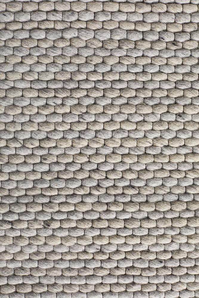 Leka Felted Wool Striped Rug Grey