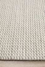 Leka Felted Wool Striped Rug Grey White