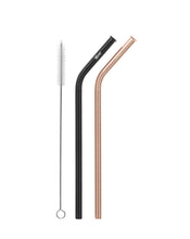 2 Pack Bent Stainless Steel Straws with Cleaning Brush