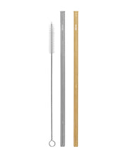 2 Pack Straight Stainless Steel Straws with Cleaning Brush